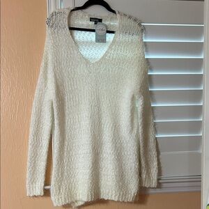 Cozy White V-Neck Sweater